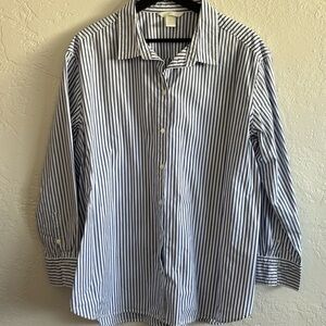 H&M women’s pinstripe button up collared long sleeve oversized cotton shirt